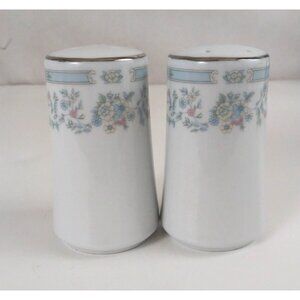 Versailles By Fairfield Floral Border Platinum Ring Salt & Pepper Shakers